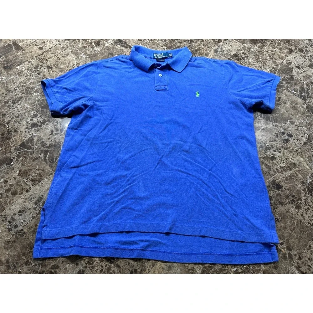 POLO by Ralph Lauren Mens Polo Shirt XL Blue Custom Fit Short Sleeve